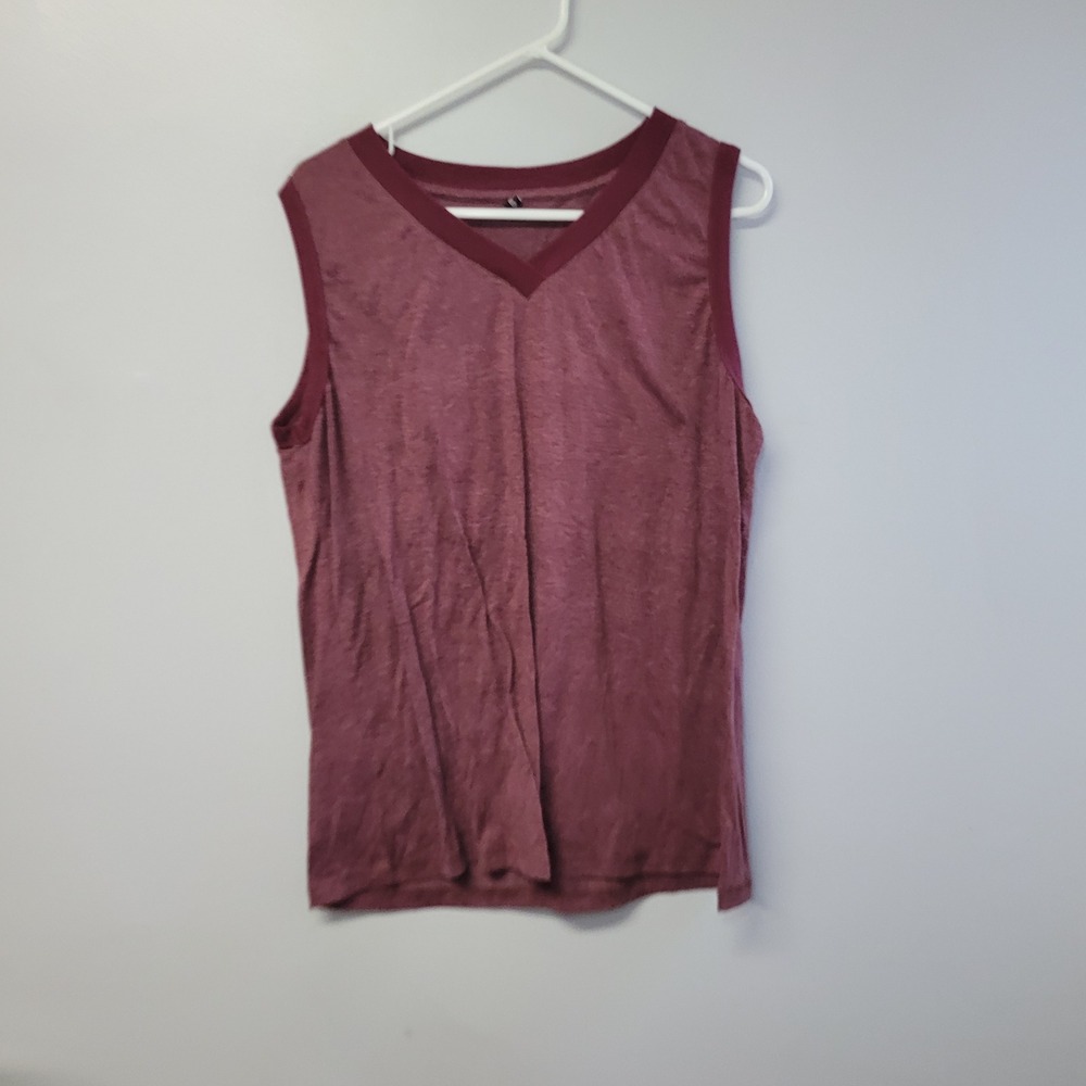 Automet Burgundy Sleeveless V Neck Tank Top Shirt XL EZau393